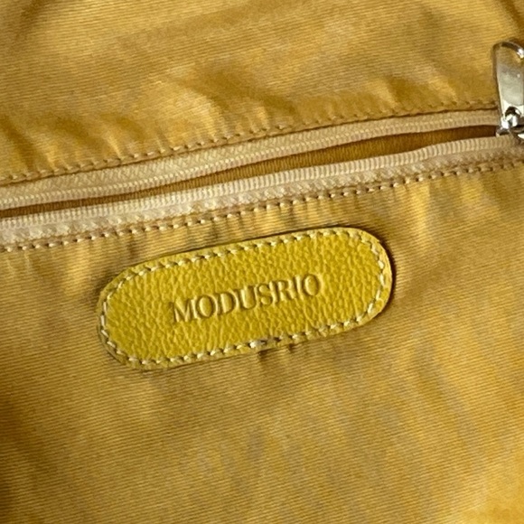 MODUS RIO Yellow Leather & Refined Linen Shoulder Bag /Oversized Clutch Neutral - Picture 13 of 16